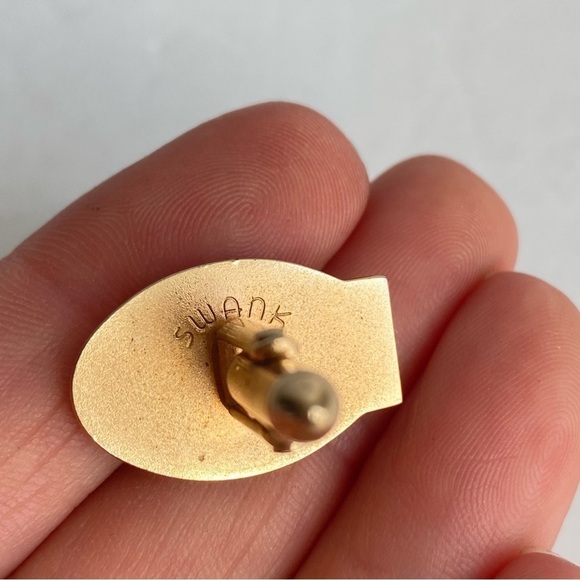 Vintage Swank Cuff Links 60s Gold Tone Faux Mother Of Pearl MOP - Picture 5 of 8